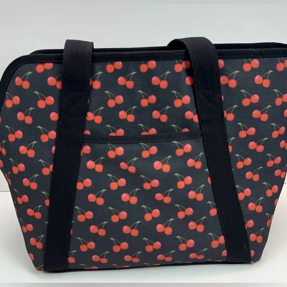 NEW BETSEY JOHNSON TSA-compliant pet carrier 16 LBS RED BLACK CHERRY PRINT BAG